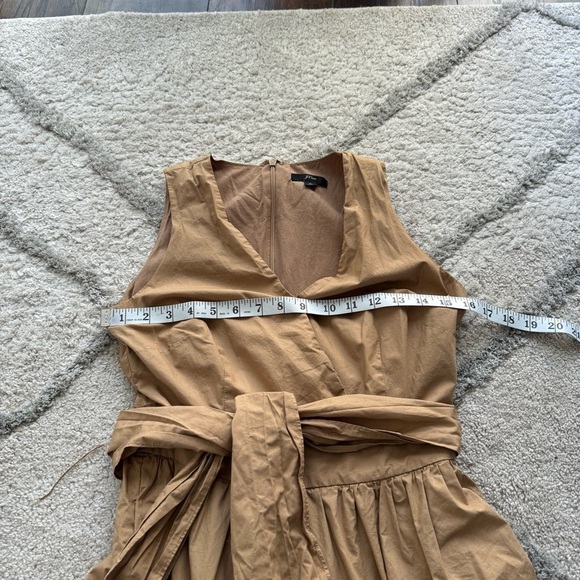 J.Crew midi dress brown camel Faux Wrap Cotton Poplin Dress belted Size 0 - Picture 12 of 12